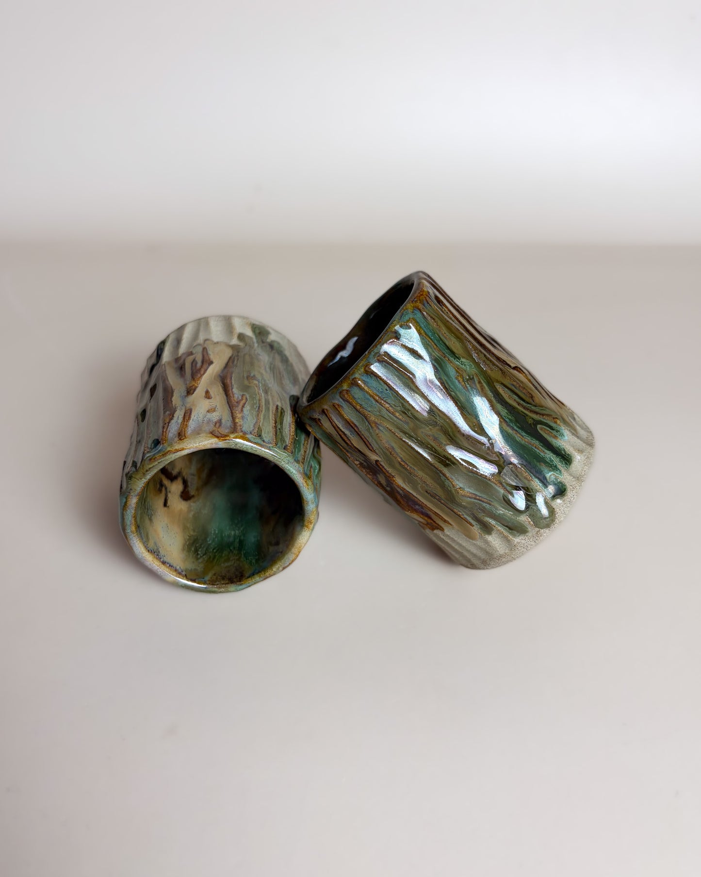 Conjunto Copos Café Texturados Cerâmica Artesanal FOREST