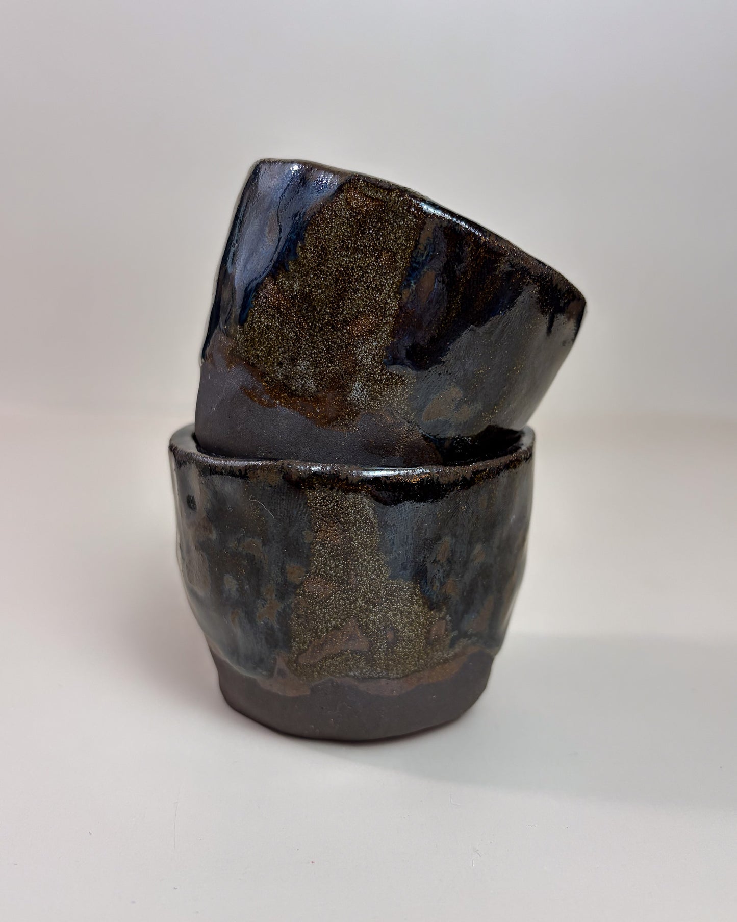 Conjunto Copos Café Expresso Cerâmica Artesanal MARBLE Dark