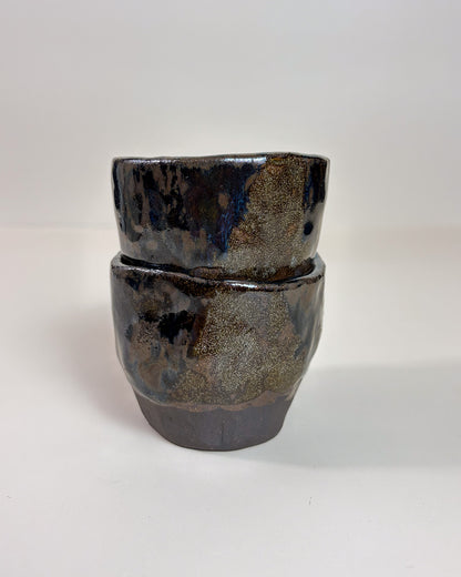 Conjunto Copos Café Expresso Cerâmica Artesanal MARBLE Dark