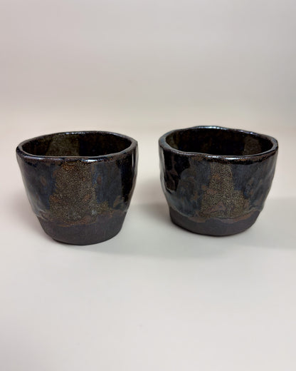 Conjunto Copos Café Expresso Cerâmica Artesanal MARBLE Dark