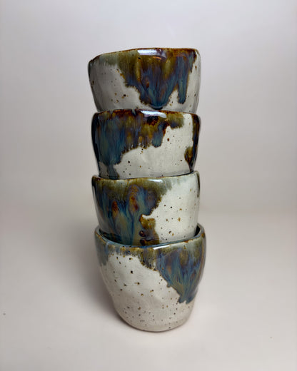Conjunto Copos Café Cerâmica Artesanal MARBLE Light