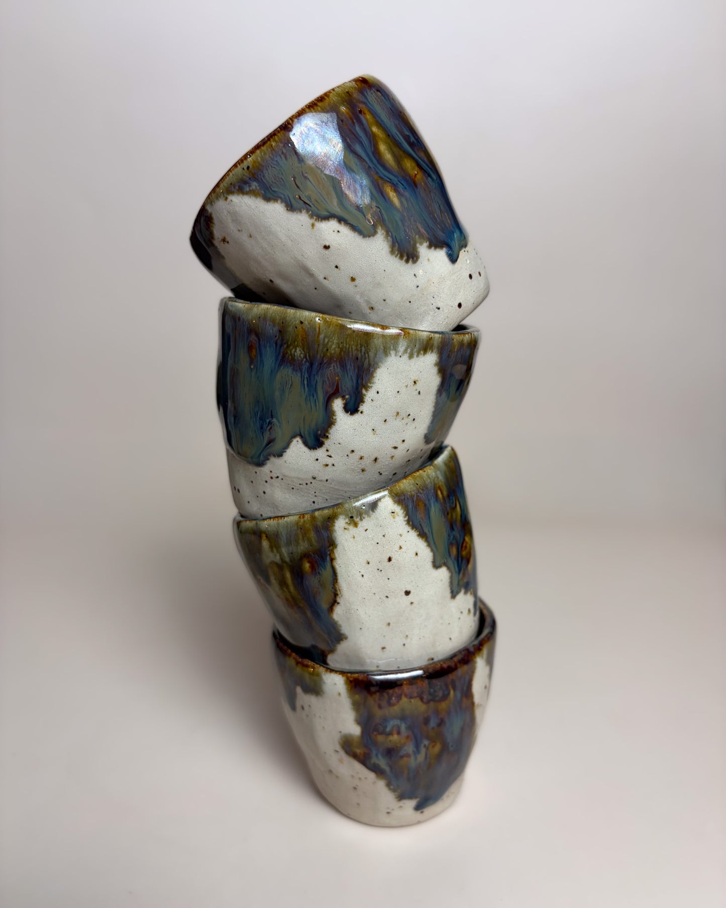 Conjunto Copos Café Cerâmica Artesanal MARBLE Light