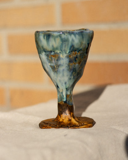 Set of 4 Handcrafted Stoneware Chalices WAVES