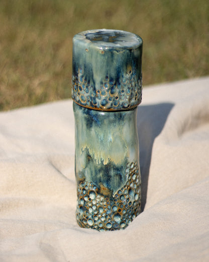Handmade Stoneware Jug with Cup WAVES Collection