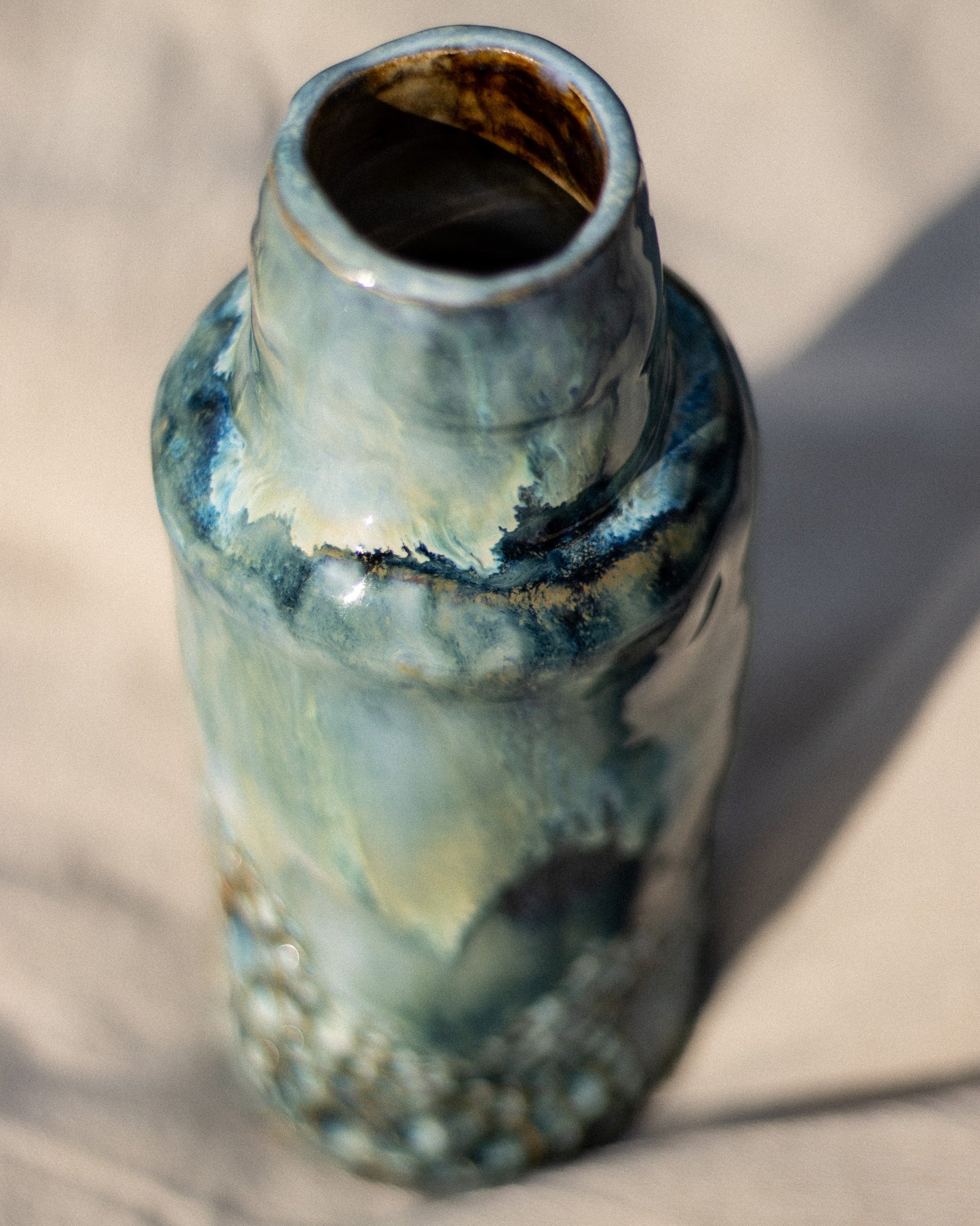 Handmade Stoneware Jug with Cup WAVES Collection
