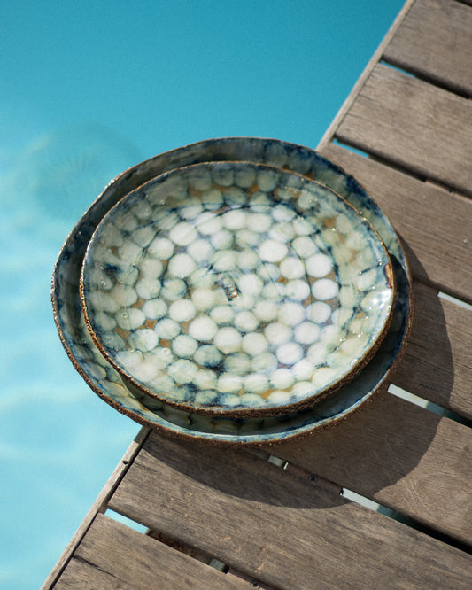 Round Handcrafted Ceramic Platter MOIRÉ