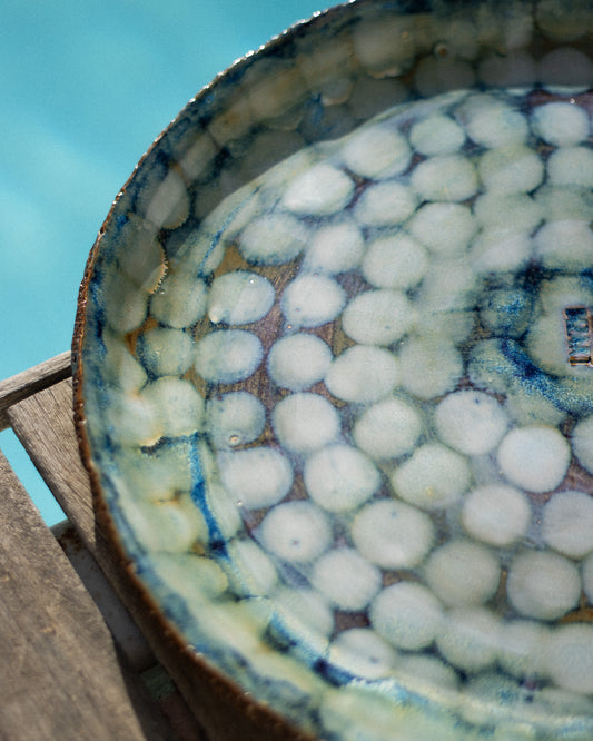 Round Handcrafted Ceramic Platter MOIRÉ