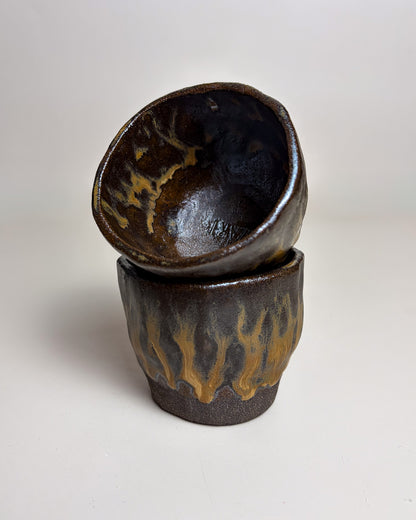Conjunto Copos Café Cerâmica Artesanal CARAMEL