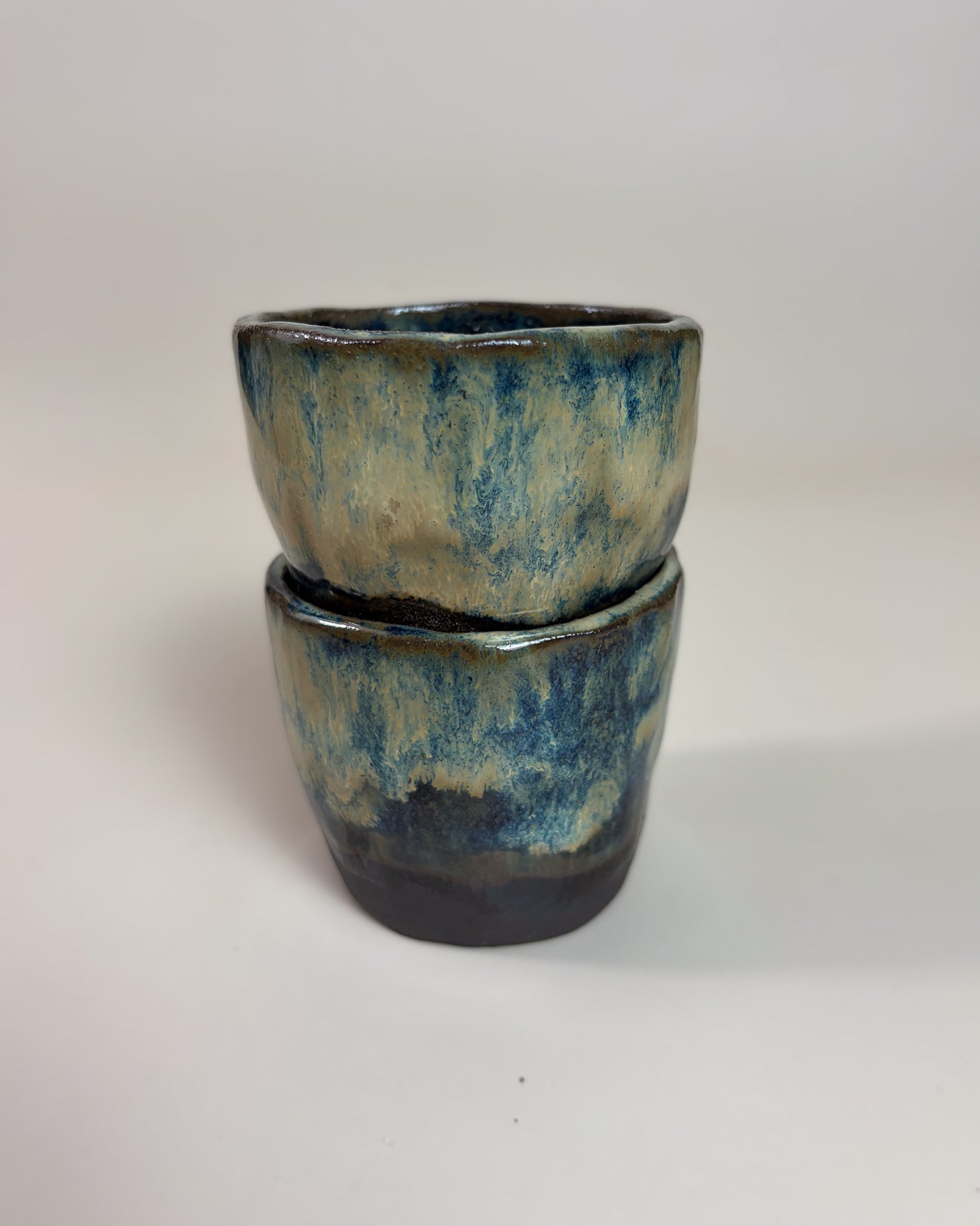 Conjunto Copos Café Expresso Cerâmica Artesanal WAVES Dark