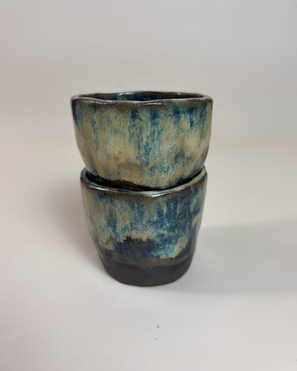 Conjunto Copos Café Expresso Cerâmica Artesanal WAVES Dark