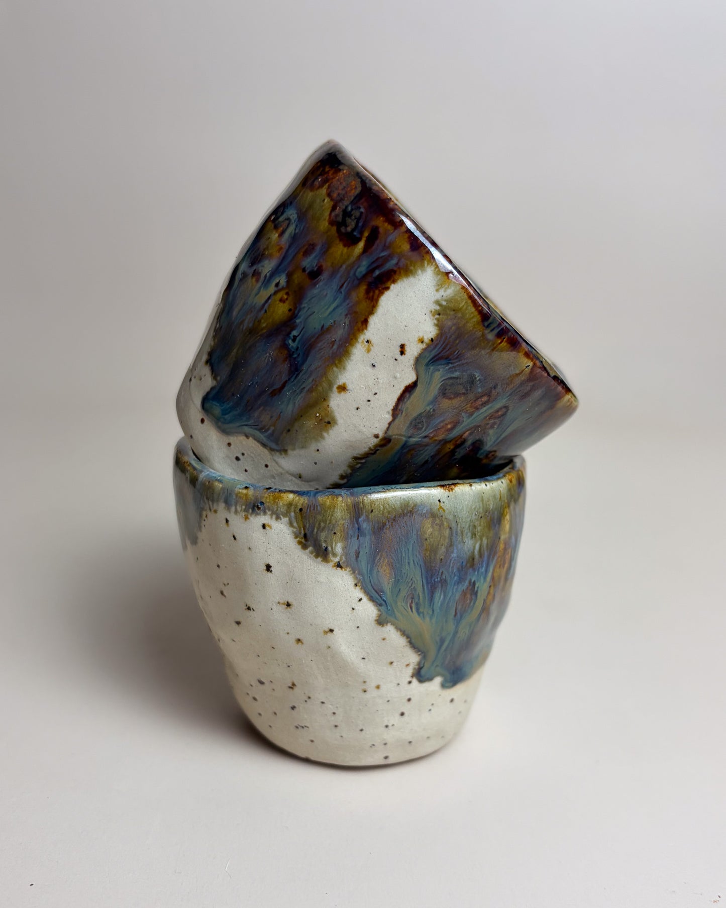 Conjunto Copos Café Cerâmica Artesanal MARBLE Light