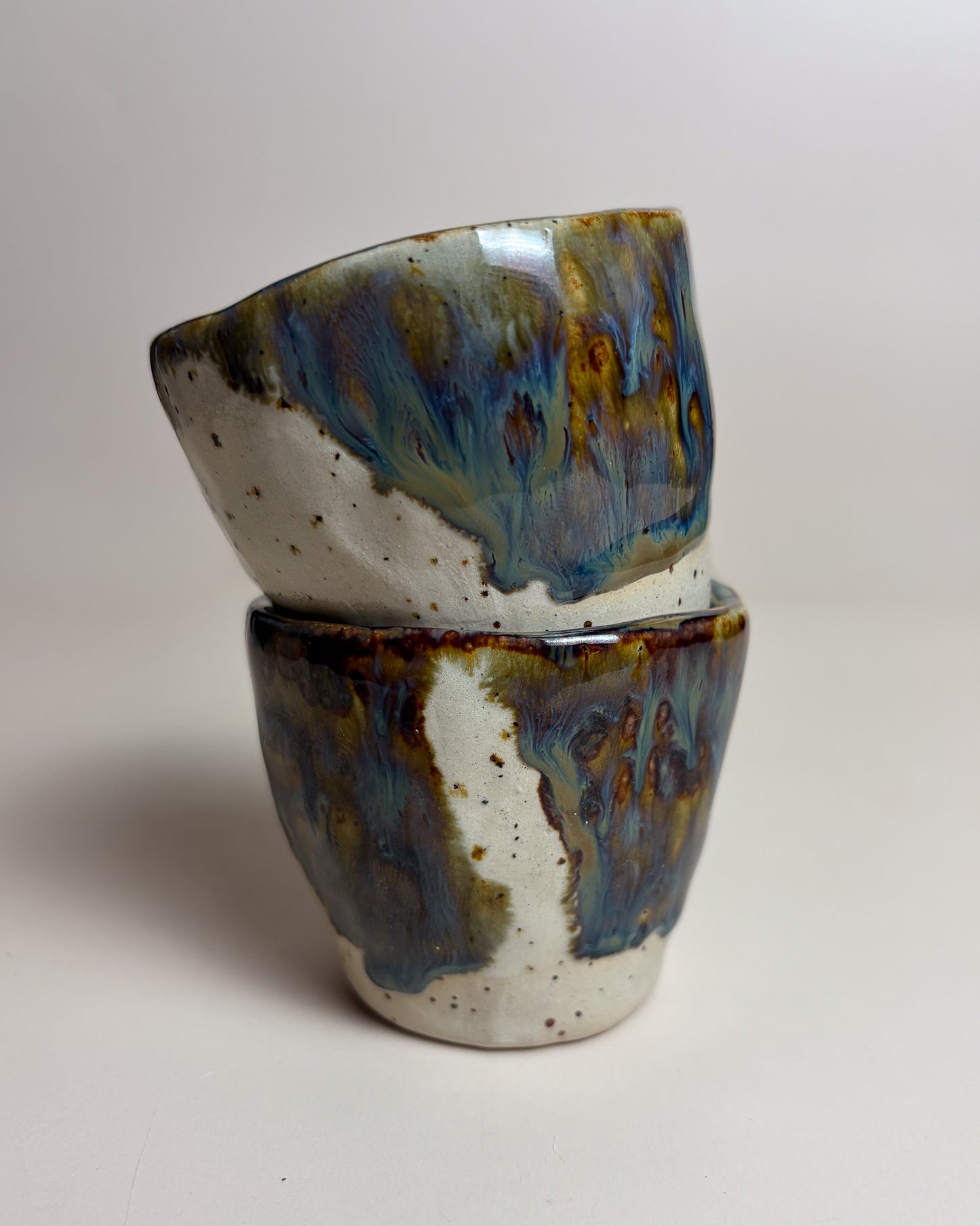Conjunto Copos Café Cerâmica Artesanal MARBLE Light