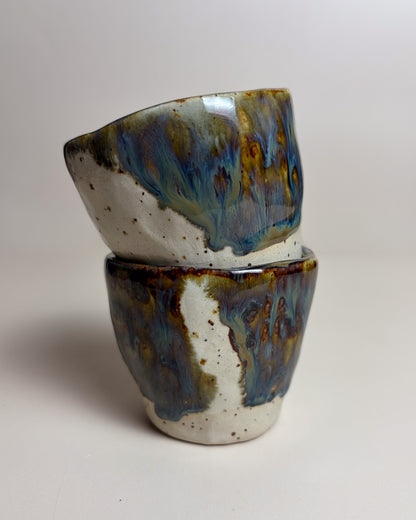 Conjunto Copos Café Cerâmica Artesanal MARBLE Light