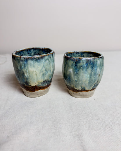 Conjunto Copos Café Expresso Cerâmica Artesanal WAVES