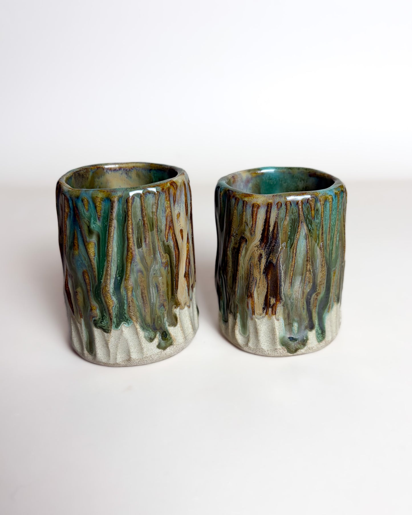 Conjunto Copos Café Texturados Cerâmica Artesanal FOREST