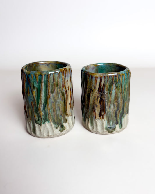 Conjunto Copos Café Texturados Cerâmica Artesanal FOREST