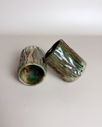 Conjunto Copos Café Texturados Cerâmica Artesanal FOREST