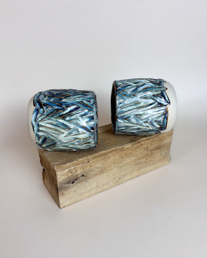 Conjunto 2 Copos Texturados Cerâmica Artesanal WAVES