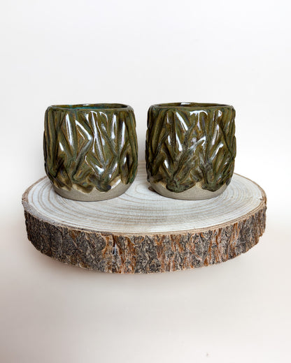 Conjunto 2 Copos Texturados Cerâmica Artesanal MUSGO