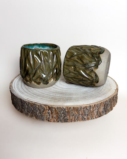 Conjunto 2 Copos Texturados Cerâmica Artesanal MUSGO