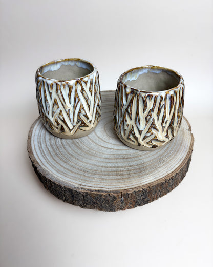 Conjunto 2 Copos Texturados Cerâmica Artesanal VANILLA