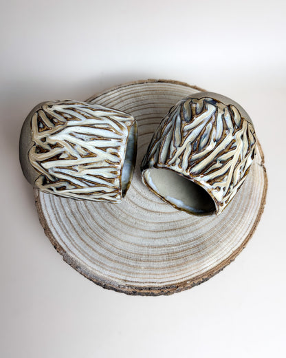 Conjunto 2 Copos Texturados Cerâmica Artesanal VANILLA