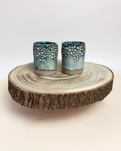Conjunto 2 Copos Café Texturados Cerâmica Artesanal WAVES