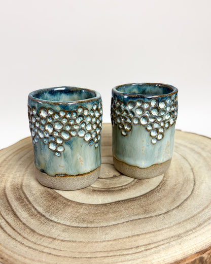 Conjunto 2 Copos Café Texturados Cerâmica Artesanal WAVES