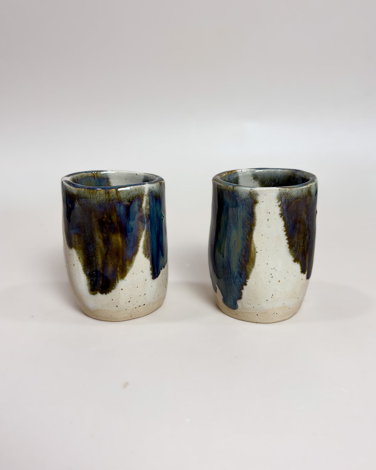 Set of 2 Espresso Cups Handmade Ceramic MARBLE Light
