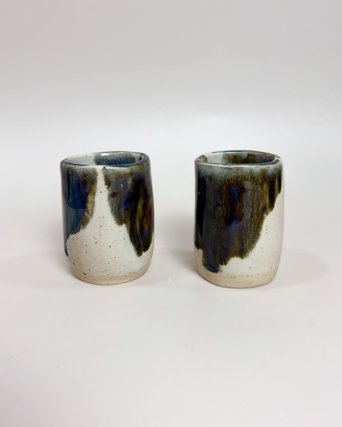 Set of 2 Espresso Cups Handmade Ceramic MARBLE Light