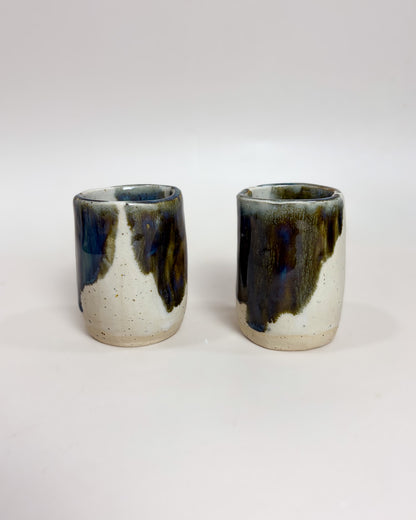 Set of 2 Espresso Cups Handmade Ceramic MARBLE Light